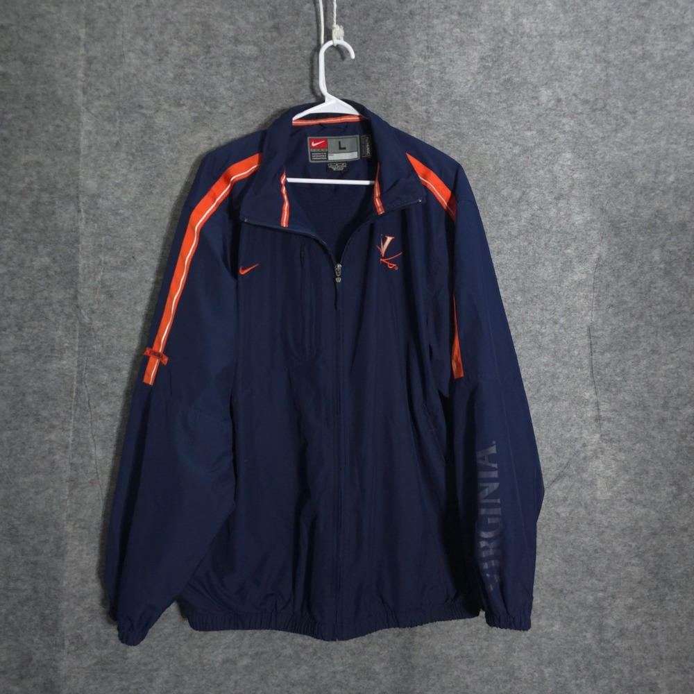 Nike Virginia Cavaliers Jacket Men Large Navy Blue UVA Windbreaker Full Zip Mesh